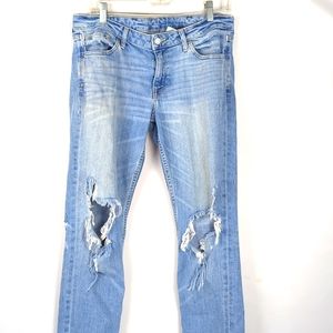&DENIM Women's Low Waist Skinny Destroyed Knee Jeans Size 32